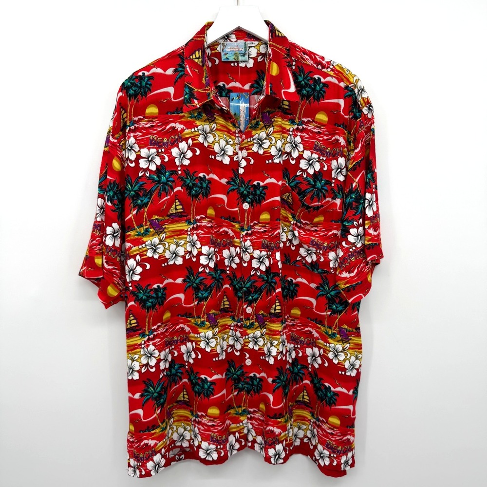Vintage Just Cruising Hawaiian Shirt Mens XXL Coastal Beach Sunset Y2K Tiki NWT